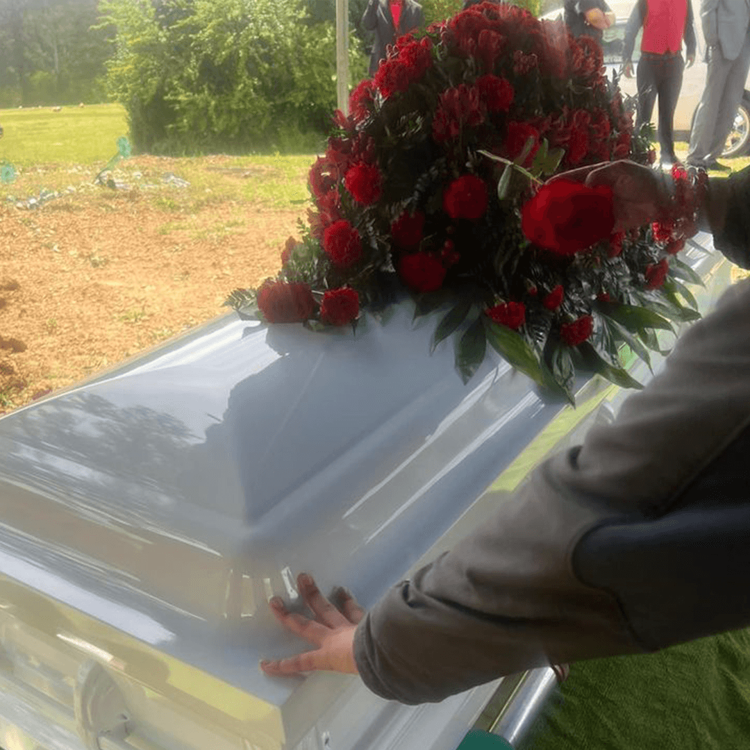 Standing at the funeral home