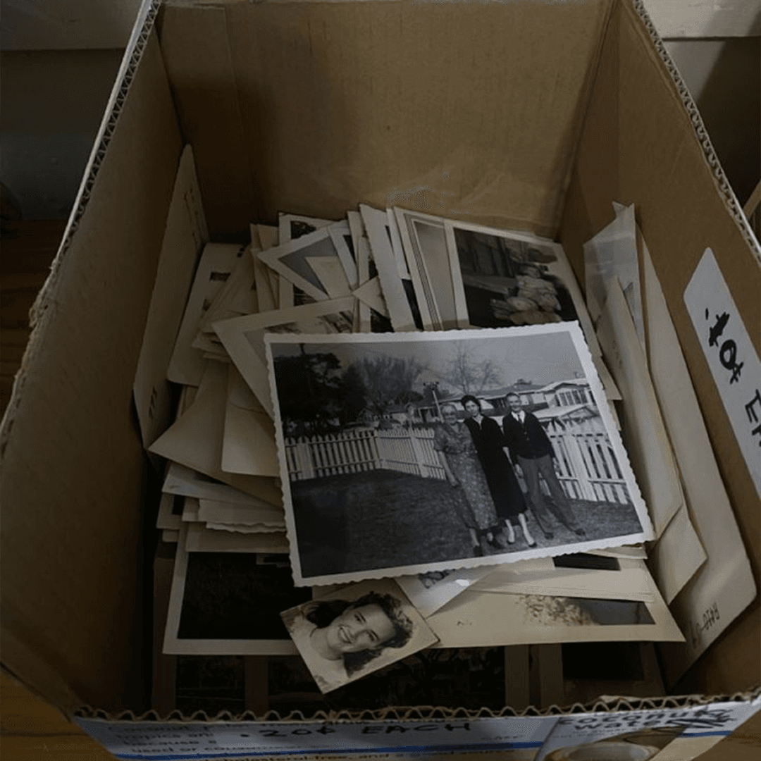 A shoebox full of old family photos